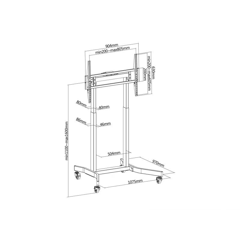 Equip 55–100-tolline mobiilne motoriseeritud alus suureformaadilistele ekraanidele