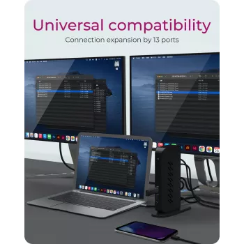ICY BOX IB-DK2252AC Juhtmega USB 3.2 Gen 1 (3.1 Gen 1) USB-C Must
