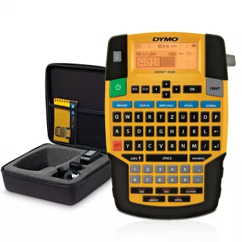 DYMO RHINO 4200 tööstusliku silditegija komplekt kohvris | QWERTZ klaviatuur ja aega säästvad kiirklahvid | vastupidav sildiprinter tööplatsidele ja nõudlike märgistustööde jaoks