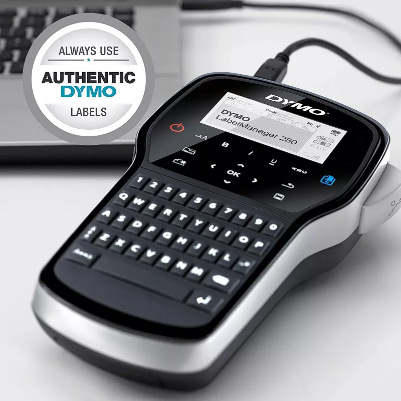 DYMO LabelManager ™ 280 AZERTY, AZERTY, D1, termosiire, 180 x 180 DPI, 15 mm/s, must, hõbedane