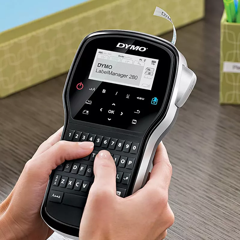 DYMO LabelManager ™ 280 AZERTY, AZERTY, D1, termosiire, 180 x 180 DPI, 15 mm/s, must, hõbedane