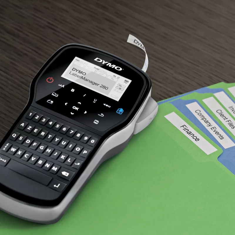 DYMO LabelManager ™ 280 AZERTY, AZERTY, D1, termosiire, 180 x 180 DPI, 15 mm/s, must, hõbedane