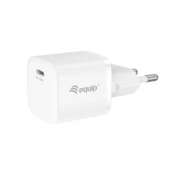 Equip 1 pordiga 20 W USB-C PD laadija, 25 tk/komplektis, sisetingimustes, vahelduvvool, 12 V, valge