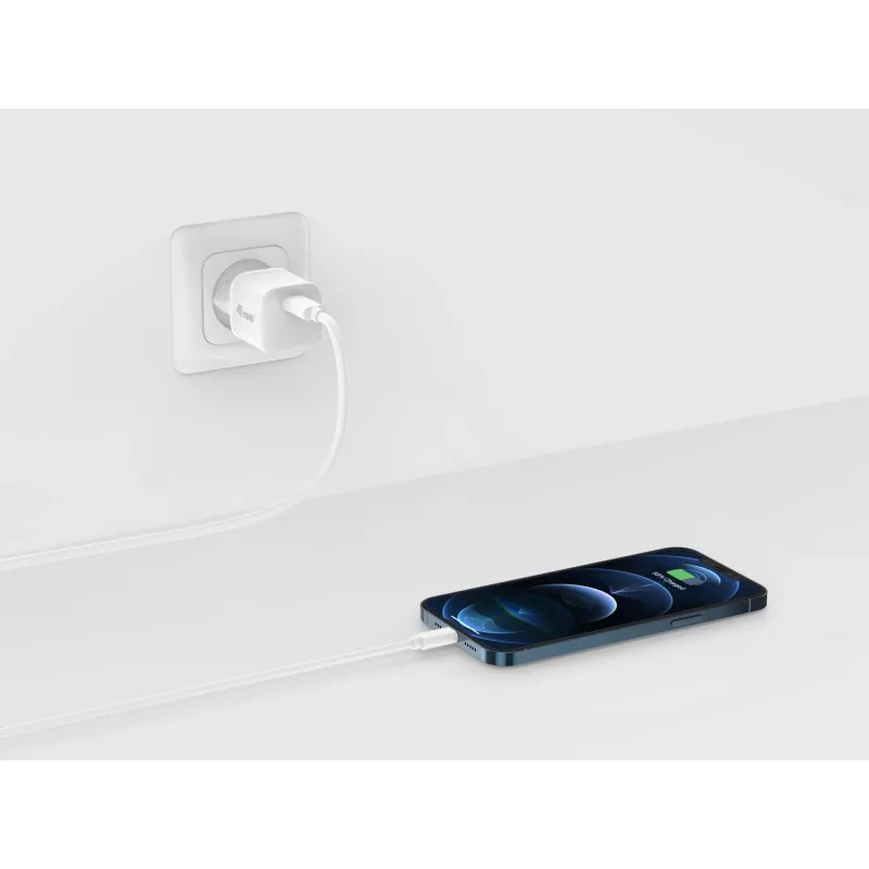 Equip 1 pordiga 20 W USB-C PD laadija, 25 tk/komplektis, sisetingimustes, vahelduvvool, 12 V, valge