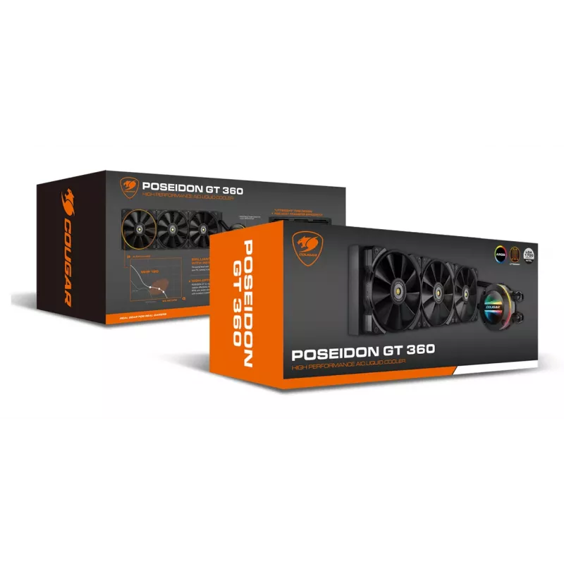 COUGAR CPU vesijahutus Poseidon-GT 360, ARGB, Must, Vedelikjahutuskomplekt, 12 cm, Must