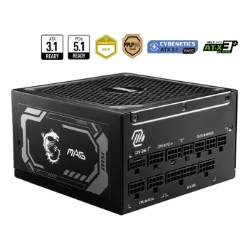 MSI MAG A1000GL PCIE5 toiteplokk 1000 W 24-pin ATX ATX Must