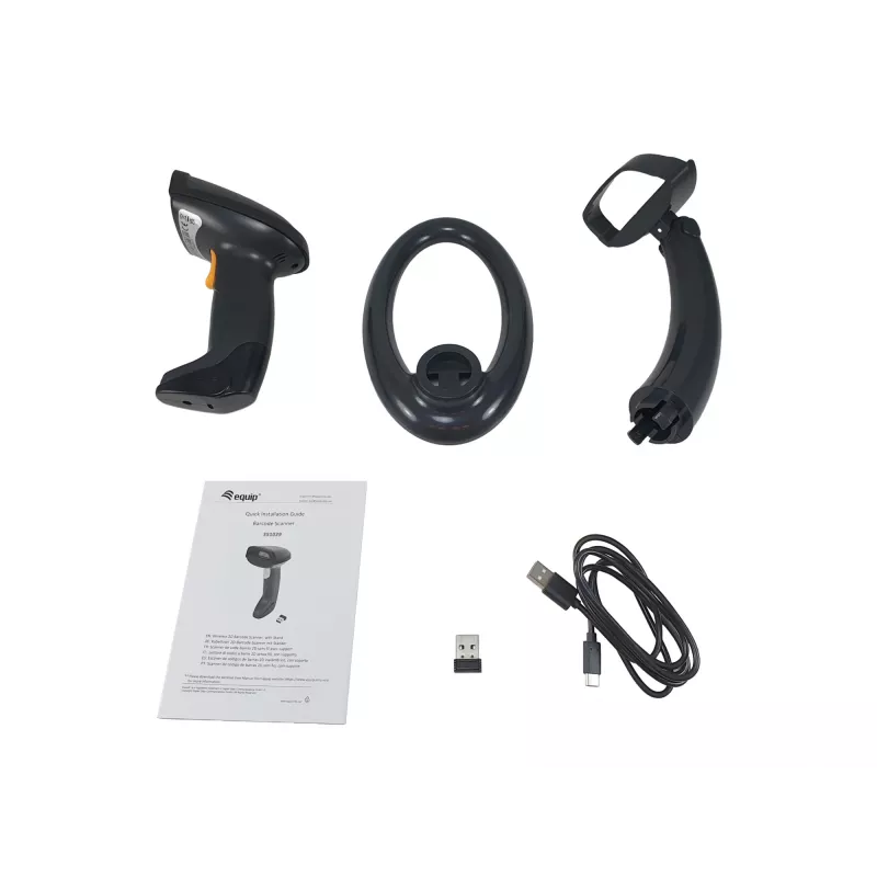 Equip juhtmevaba 2D kaherežiimiline 2,4 GHz + Bluetooth vöötkoodiluger koos alusega