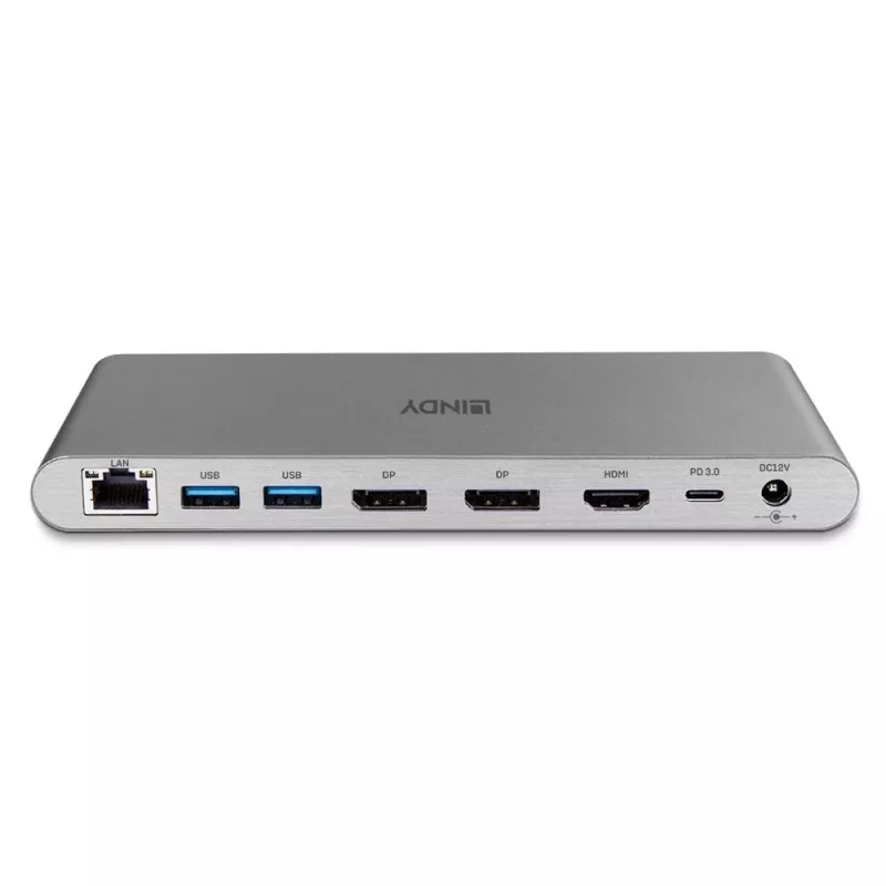 Lindy DST-Pro 5K XT, USB-C sülearvuti dokkimisjaam kolme ekraaniga (4K) või ühe ekraaniga (5K) ja 100 W läbivlaadimisega