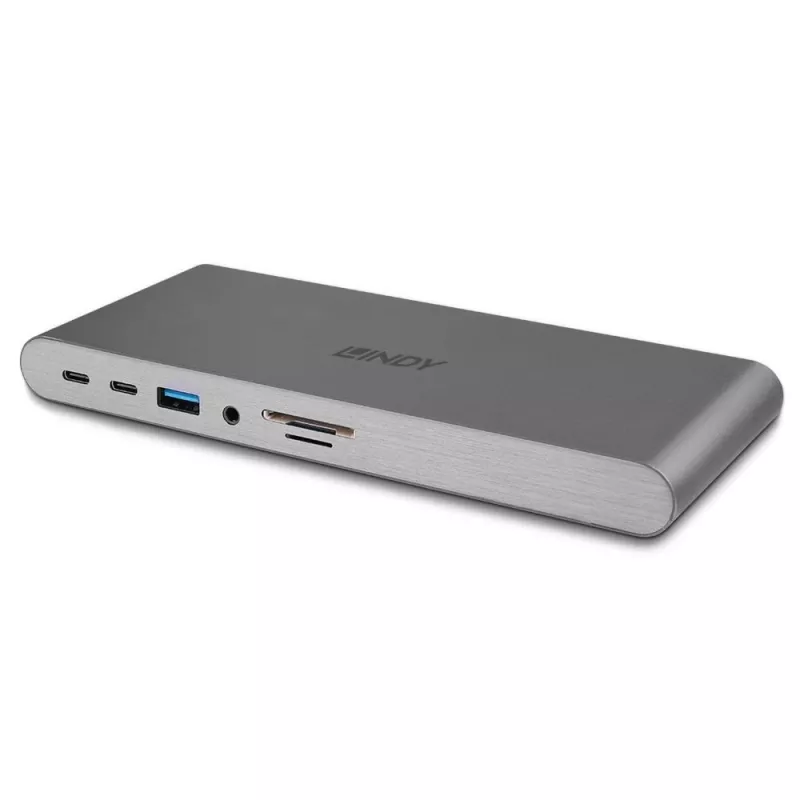 Lindy DST-Pro 5K XT, USB-C sülearvuti dokkimisjaam kolme ekraaniga (4K) või ühe ekraaniga (5K) ja 100 W läbivlaadimisega