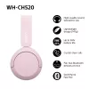 Sony WHCH520P.CE7, juhtmevaba, 20–20000 Hz, kõned/muusika, 147 g, kõrvaklapid, roosa