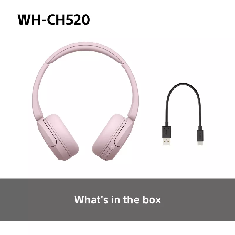 Sony WHCH520P.CE7, juhtmevaba, 20–20000 Hz, kõned/muusika, 147 g, kõrvaklapid, roosa