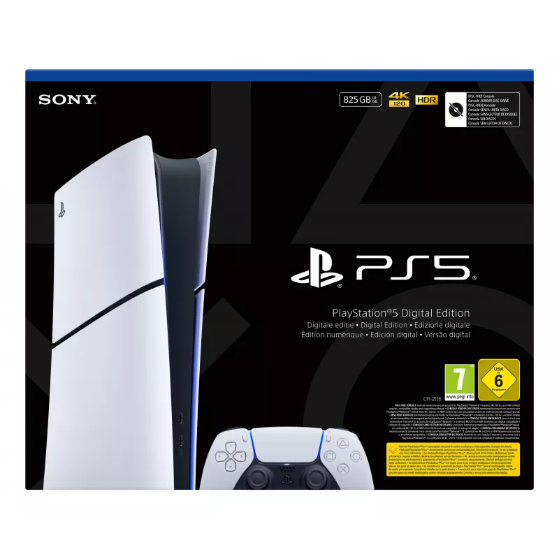 Sony PlayStation 5 Digital E Chassis (Slim) 825 GB Wi-Fi Must, Valge