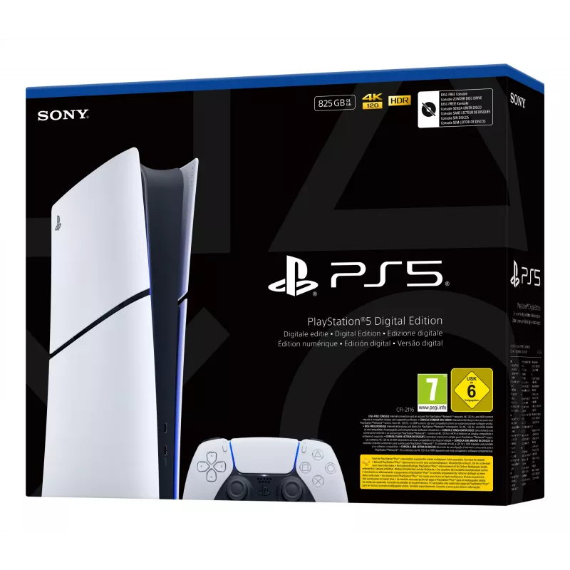 Sony PlayStation 5 Digital E Chassis (Slim) 825 GB Wi-Fi Must, Valge