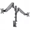 Manhattan Dual Desk Mount for TV & Monitors (Full Motion Gas Spring), ekraanidele 10–27 tolli, klambri- või rõngaskinnitus, VESA ühilduvus: 75x75 ja 100x100 mm – kontrollige ekraani tagaküljel olevate nelja kinnitusava mõõtmeid, et veenduda sobivuses, max 8 kg (ühele)