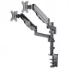 Manhattan Dual Desk Mount for TV & Monitors (Full Motion Gas Spring), ekraanidele 10–27 tolli, klambri- või rõngaskinnitus, VESA ühilduvus: 75x75 ja 100x100 mm – kontrollige ekraani tagaküljel olevate nelja kinnitusava mõõtmeid, et veenduda sobivuses, max 8 kg (ühele)