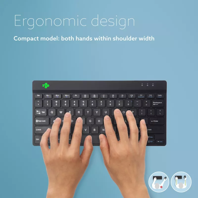R-Go Tools Ergonoomiline klaviatuur R-Go Compact Break, kompaktne klaviatuur pausitarkvaraga, QWERTY (US), Bluetooth, must