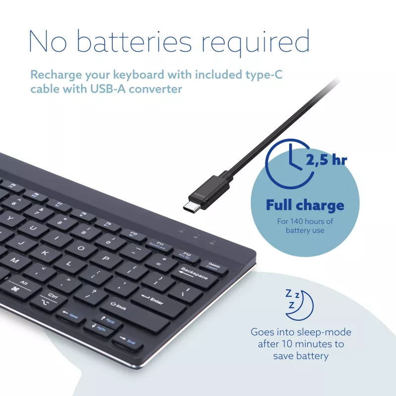 R-Go Tools Ergonoomiline klaviatuur R-Go Compact Break, kompaktne klaviatuur pausitarkvaraga, QWERTY (US), Bluetooth, must