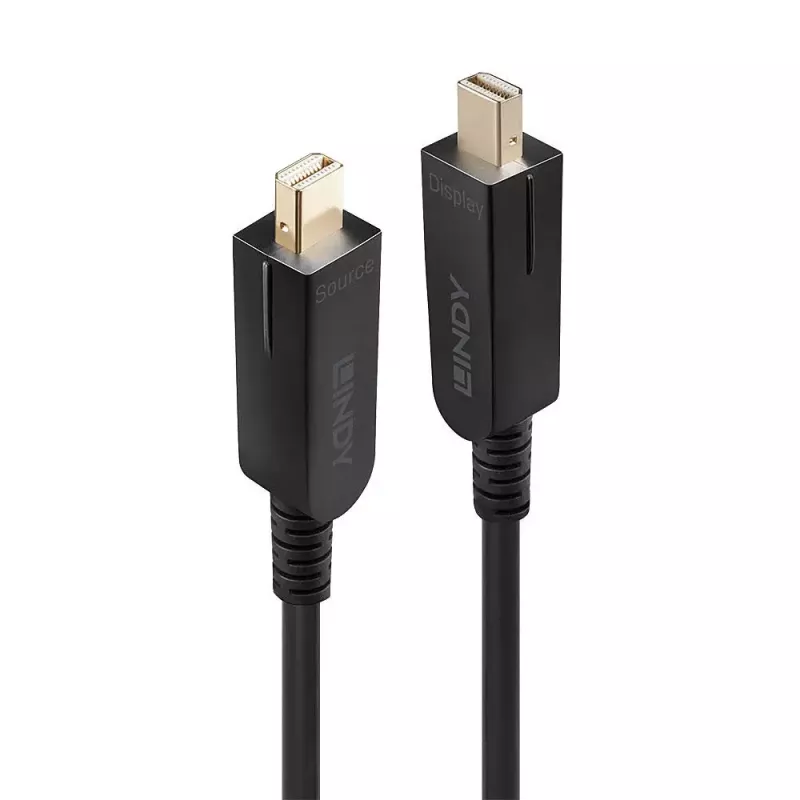 Lindy 50m fiiberoptiline hübriid Mini DisplayPort 1.4 kaabel eemaldatavate DP-pistikmikega
