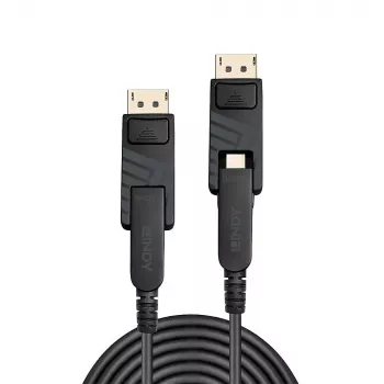 Lindy 50m fiiberoptiline hübriid Mini DisplayPort 1.4 kaabel eemaldatavate DP-pistikmikega