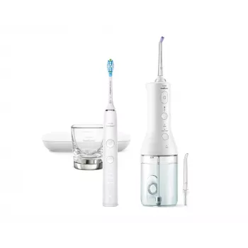 Philips Cordless Power Flosser HX3886/41 DiamondClean 9000, täiskasvanutele, Sonic-hambahari, igapäevane puhastus, süvapuhastus, igemehooldus, valgendamine, valge, aku, sisseehitatud aku