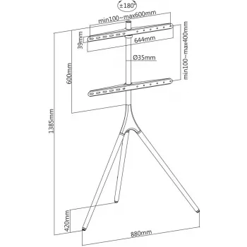 Statiivpõrandastatiiv, Manhattan, 1 ekraan, 37-65 tolli, VESA 200x200 kuni 600x400mm, Max 32kg