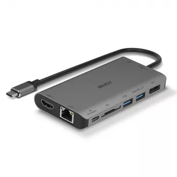 Lindy DST-Mini XT, USB-C sülearvuti mini dokkimisjaam ühe (4K) või kahe (Full HD) ekraaniga ja 100 W läbiva laadimisega