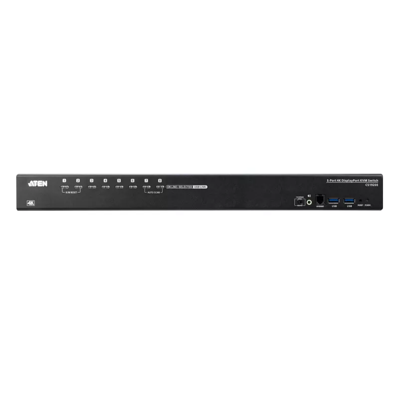 ATEN 8-Port USB 3.0 4K DisplayPort KVM Switch, 4096 x 2160 pikslit, 4K Ultra HD, 18,44 W, Must