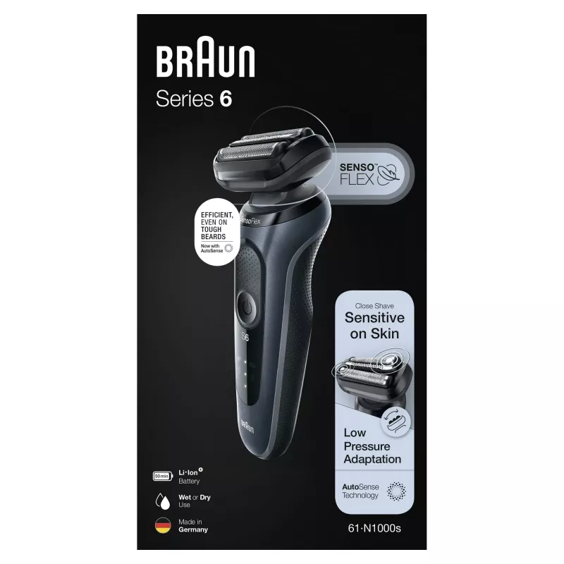 Braun Series 6 61-N1000s fooliumhabemenuga Must, Hall