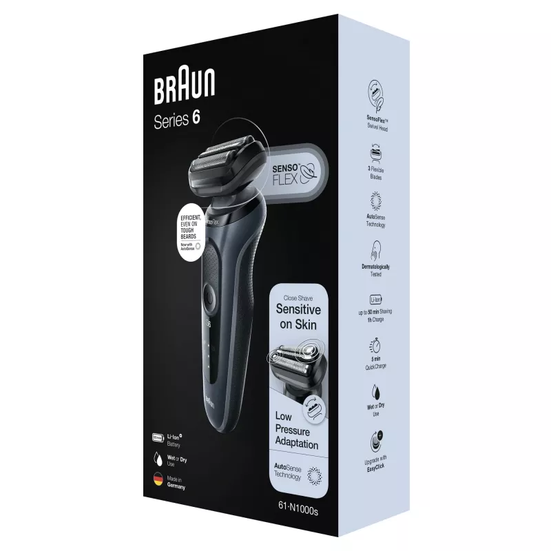 Braun Series 6 61-N1000s fooliumhabemenuga Must, Hall