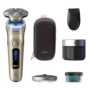 Elektriline pardel Philips i9000 Prestige Ultra XP9403 — 3 peaga pöörlev, SkinIQ Pro, märg ja kuiv pardel, aku, puhastusjaam, kuldne