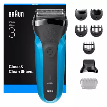 Braun Series 3 310BT foolhabeajam habemenuga trimmerega, musta ja sinise viimistlusega