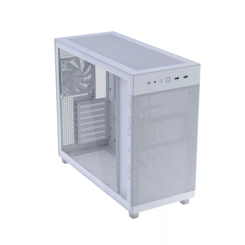 PC korpus ASUS PRIME AP303 TG valge — ATX/Micro-ATX/Mini-ITX, karastatud klaas, USB-C, 360 mm GPU tugi