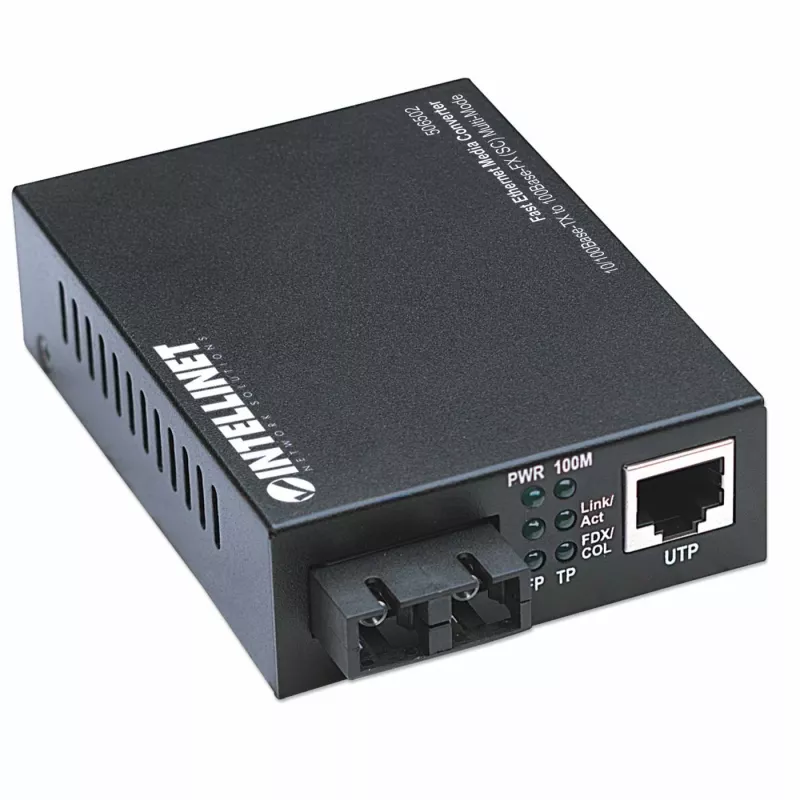 Intellinet kiire Ethernet-meediumimuundur, 10/100Base-Tx kuni 100Base-Fx (SC) mitmemoodiline, 2 km (1,24 mi)