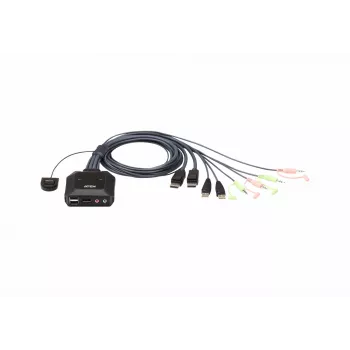 KVM-lüliti ATEN CS22DP-AT 2-pordiline USB DisplayPort, 4K@30Hz, USB-A konsool, heli, 1,2 m kaabel