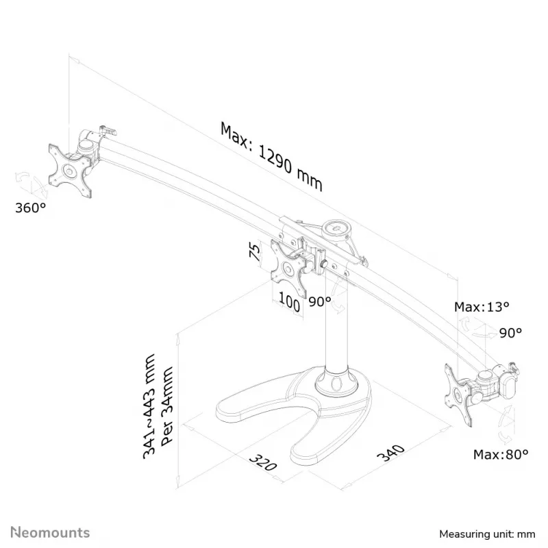 Neomounts FPMA-D700DD3 monitorialus 10-27 tolli