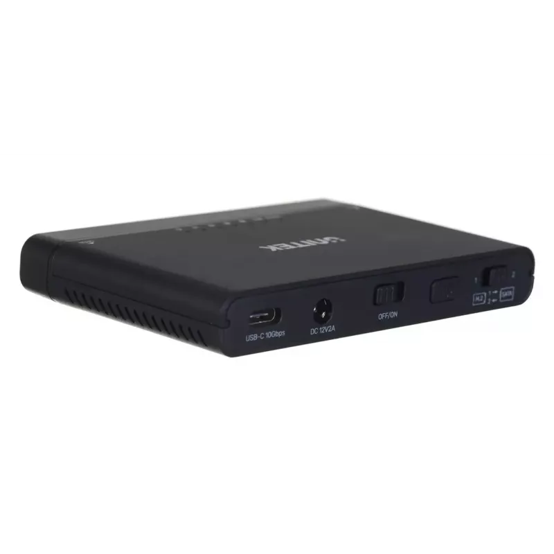 USB-C jaotur Unitek S1222A SolidForce+ — HDMI 4K, Ethernet, SATA III, 10 Gbit/s, alumiiniumkorpus, must