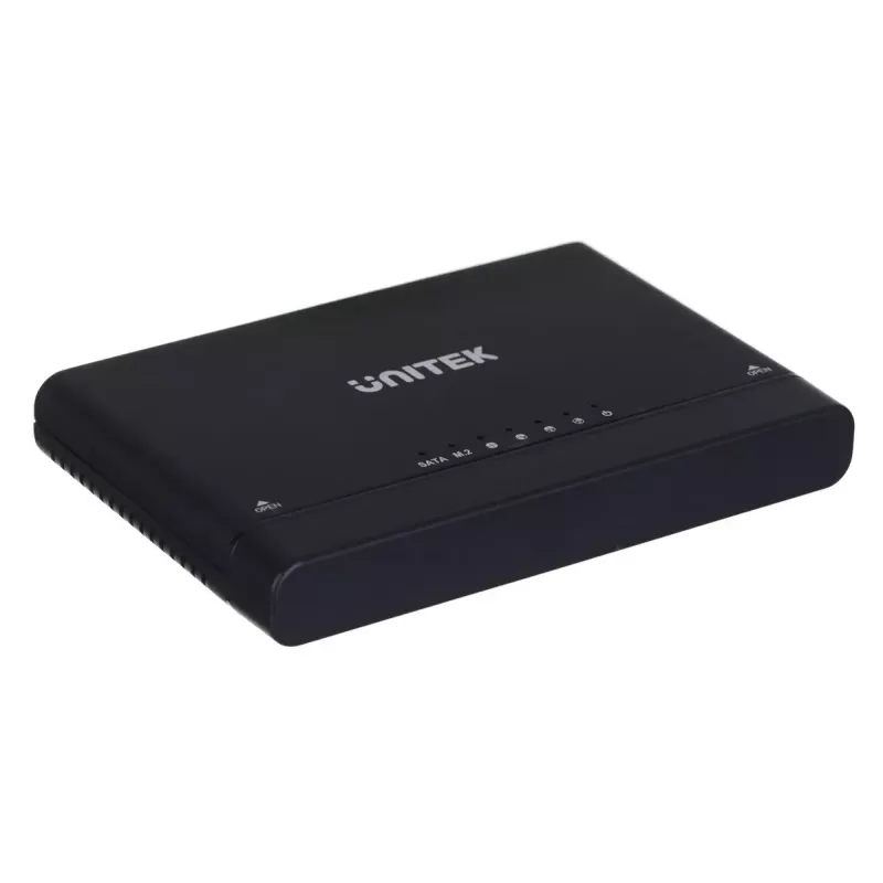 USB-C jaotur Unitek S1222A SolidForce+ — HDMI 4K, Ethernet, SATA III, 10 Gbit/s, alumiiniumkorpus, must