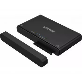 USB-C jaotur Unitek S1222A SolidForce+ — HDMI 4K, Ethernet, SATA III, 10 Gbit/s, alumiiniumkorpus, must