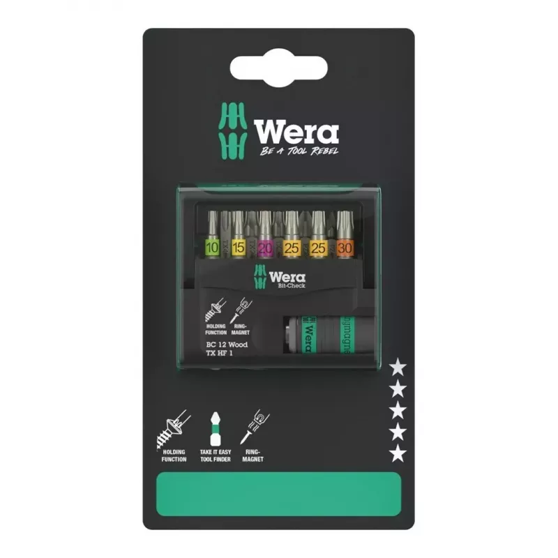 Wera 05073641001 Bit-Check 12 Wood TORX HF 1 SB bitikomplekt