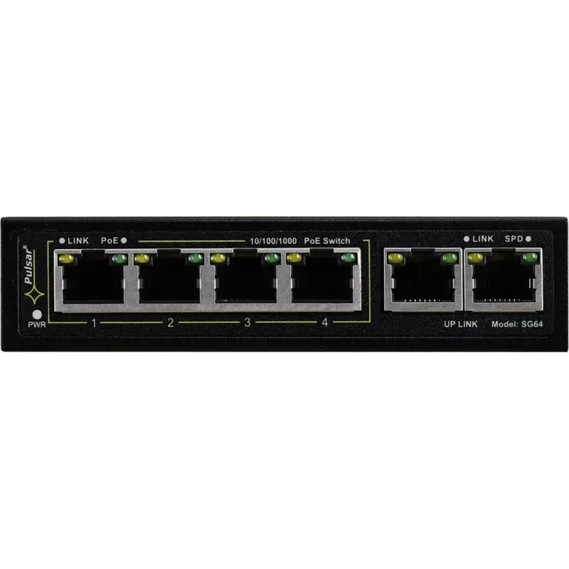 PULSAR Gigabit PoE Switch SG-64 — 4 PoE-porti, 2 üleslink-porti