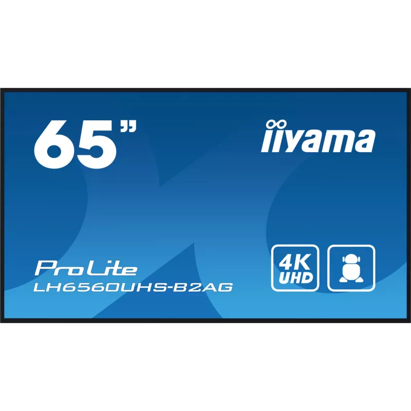 iiyama LH6560UHS-B2AG Signage-ekraan digitaalne A-tahvel 163,8 cm (64,5 tolli) LED Wi-Fi 500 cd/m² 4K Ultra HD Must Sisseehitatud protsessor Android 11 24/7