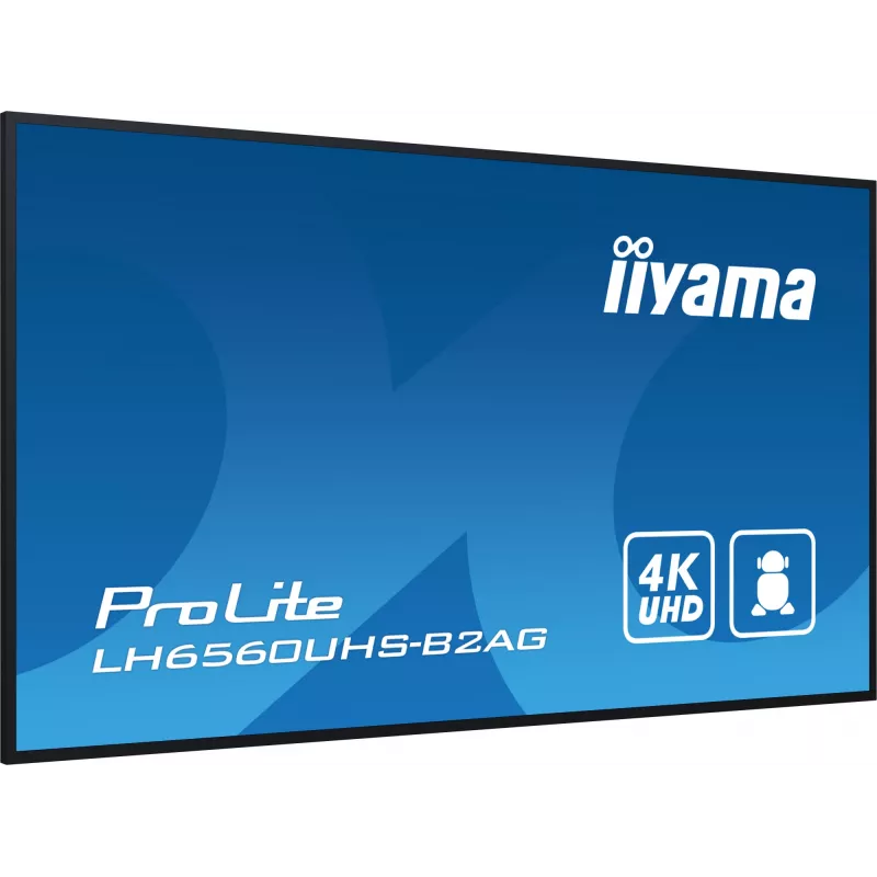 iiyama LH6560UHS-B2AG Signage-ekraan digitaalne A-tahvel 163,8 cm (64,5 tolli) LED Wi-Fi 500 cd/m² 4K Ultra HD Must Sisseehitatud protsessor Android 11 24/7