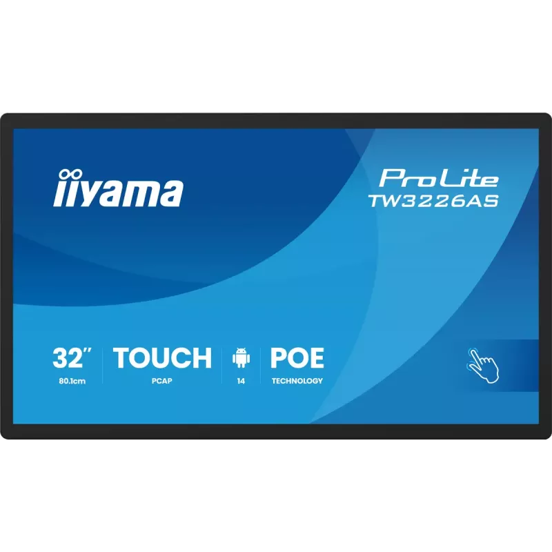iiyama TW3226AS-B3P Signage-ekraan kioski disainiga 80 cm (31,5 tolli) LED Wi-Fi 430 cd/m² Full HD Must Puuteekraan Sisseehitatud protsessor Android 24/7