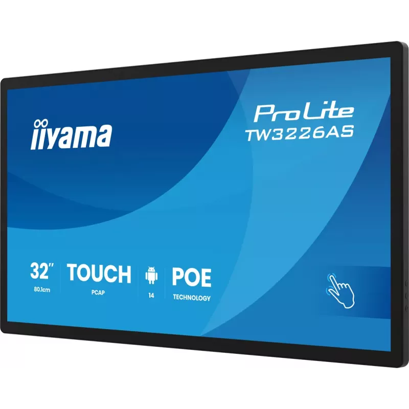 iiyama TW3226AS-B3P Signage-ekraan kioski disainiga 80 cm (31,5 tolli) LED Wi-Fi 430 cd/m² Full HD Must Puuteekraan Sisseehitatud protsessor Android 24/7