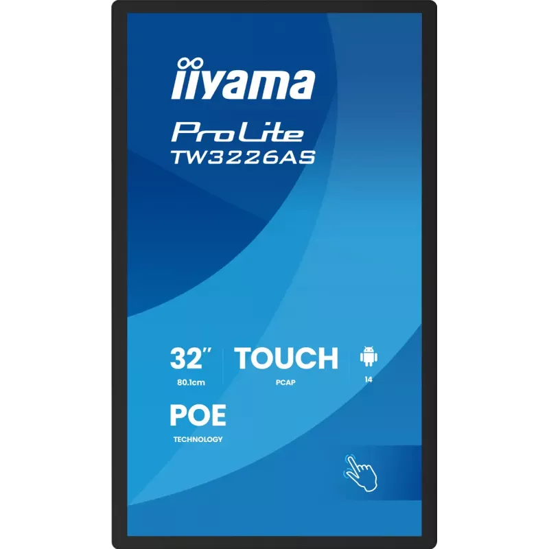 iiyama TW3226AS-B3P Signage-ekraan kioski disainiga 80 cm (31,5 tolli) LED Wi-Fi 430 cd/m² Full HD Must Puuteekraan Sisseehitatud protsessor Android 24/7