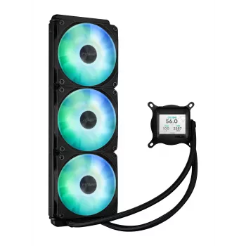 Mitmeühes vedelikjahutus ASUS Prime LC 360 ARGB LCD — 360 mm radiaator, 3x 120 mm ventilaatorit, LCD, PWM, must