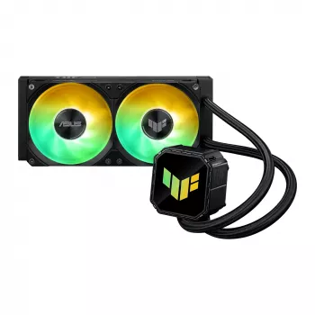 Universaalne vedelikjahuti ASUS TUF GAMING LC III 240 ARGB — 240 mm radiaator, 2 x 120 mm ARGB ventilaatorit, pesa AM5 tugi, must