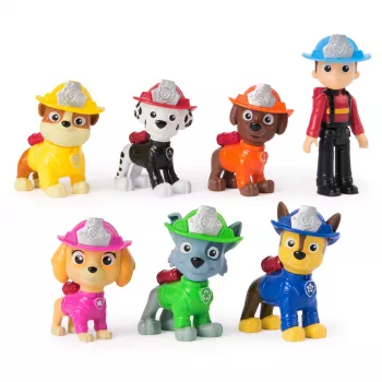 PAW Patroli tuletõrje päästemeeskonna komplekt 7 kogumisväärse tegevusfiguuriga, sealhulgas Ryder ja 6 kutsikat, mänguasjad poistele ja tüdrukutele alates 3. eluaastast