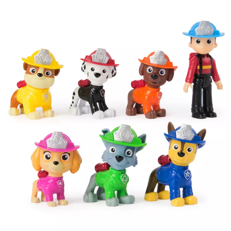 PAW Patroli tuletõrje päästemeeskonna komplekt 7 kogumisväärse tegevusfiguuriga, sealhulgas Ryder ja 6 kutsikat, mänguasjad poistele ja tüdrukutele alates 3. eluaastast