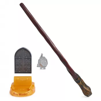 Harry Potter, 12-tolline maagiline kollektsionääride Ron Weasley võlukepp, alus ja valatud metallist ikoon, maagilised esemed, kostüümiaksessuaar